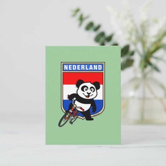 Dutch Cycling Panda Briefkaart (Staand voorkant)