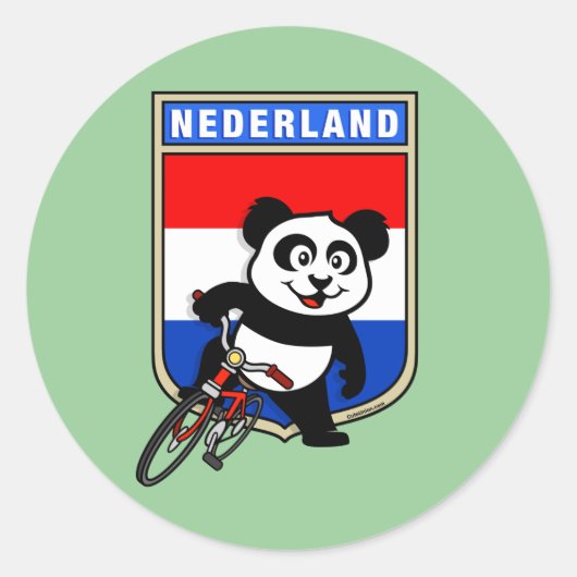 Dutch Cycling Panda Ronde Sticker (Voorkant)