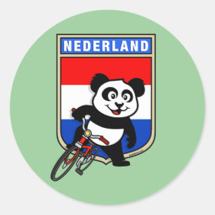 Dutch Cycling Panda Ronde Sticker