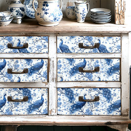 Dutch Delfts  Blauw Bloemen Pauw Decoupage Tissuepapier