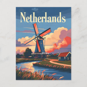 Dutch Delight: Omhels Windmolen Magic Nederland Briefkaart