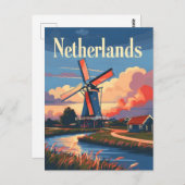 Dutch Delight: Omhels Windmolen Magic Nederland Briefkaart (Voorkant / Achterkant)