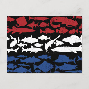 Dutch Flag Made of Fish – Gevist ontwerp voor hoek Feestdagenkaart