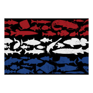 Dutch Flag Made of Fish – Gevist ontwerp voor hoek Perfect Poster