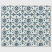 Dutch Floral Tile Gift Wrap, Delft Blue Pattern Cadeaupapier (Vlak)