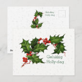 Dutch Gelukkig Holly Dag Vintage Christmas Feestdagenkaart (Voorkant / Achterkant)