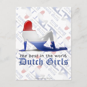 Dutch Girl Silhouette Flag Briefkaart