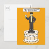 Dutch Happy Birthday Cartoon Man in Leather Briefkaart (Voorkant / Achterkant)