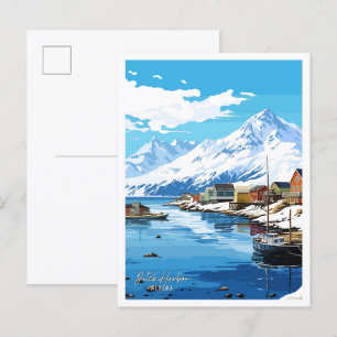 Dutch Harbor Alaska Vintage Travel Illustratie Briefkaart