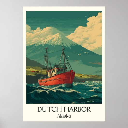Dutch Harbor Alaska Vissersboot Poster (Voorkant)