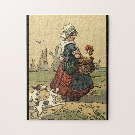 Dutch Lady met hond, Legpuzzel (Verticaal)