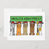 Dutch Merry Christmas Cartoon Cats Feestdagenkaart (Voorkant / Achterkant)