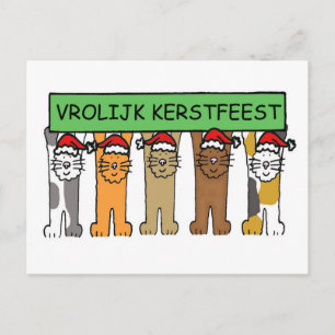 Dutch Merry Christmas Cartoon Cats Feestdagenkaart