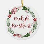 Dutch Merry Christmas Wreath, Vrolijk Kerstfeest Keramisch Ornament (Voorkant)