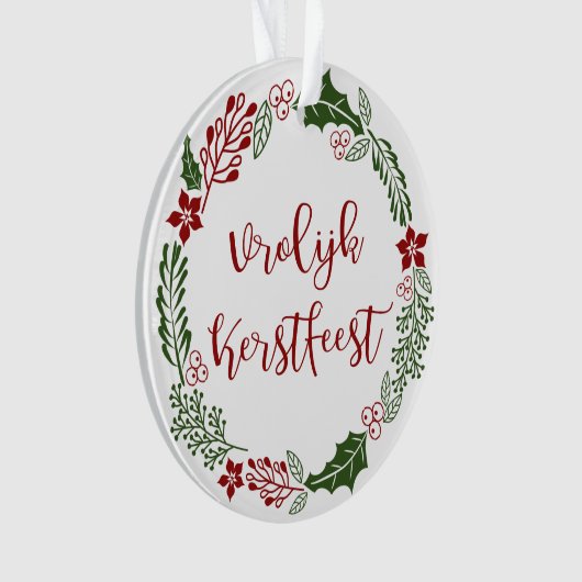 Dutch Merry Kerstmis Wreath, Vrolijk Kerstlijk man Ornament (voorkant)