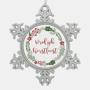 Dutch Merry Kerstmis Wreath, Vrolijk Kerstlijk man Tin Sneeuwvlok Ornament