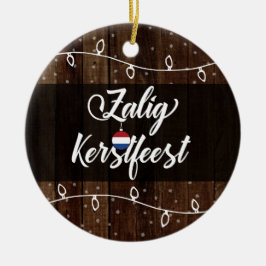 Dutch Merry Kerstmis, Zalige Kerstmis Rustic Keramisch Ornament