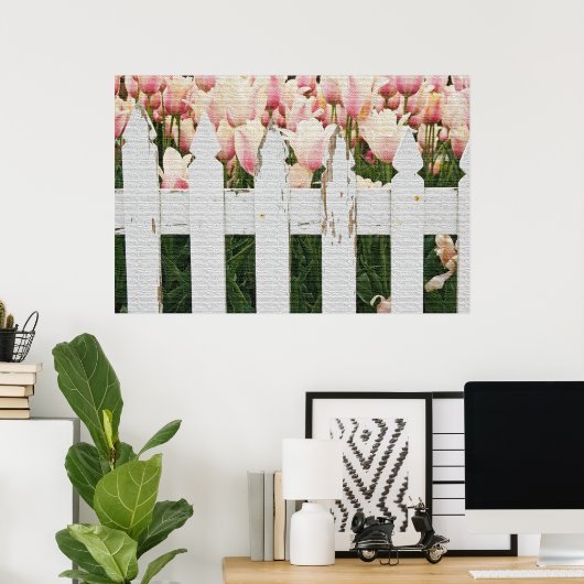 Dutch Pink Tulip Garden Poster (Thuiskantoor)