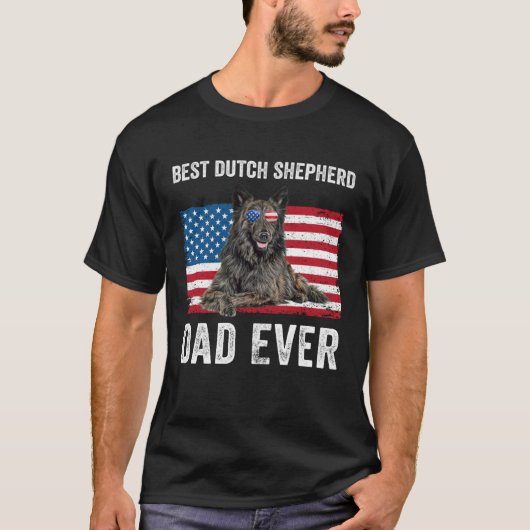 Dutch Shepherd Dad American Flag Dog  Owner Father T-shirt (Voorkant)