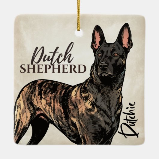 Dutch Shepherd Dog - Dutchie Keramisch Ornament (Achterkant)