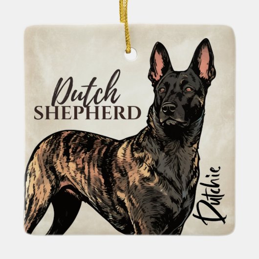Dutch Shepherd Dog - Dutchie Keramisch Ornament (Voorkant)