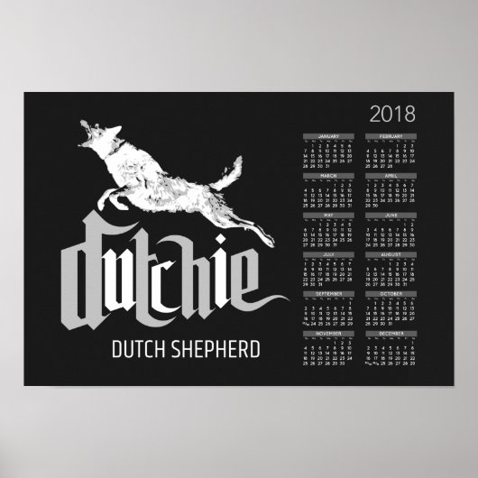 Dutch Shepherd - Dutchie Calendar 2018 Poster (Voorkant)
