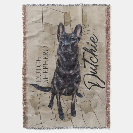 Dutch Shepherd - Nederlandse illustratie Deken (Voorkant Verticaal)