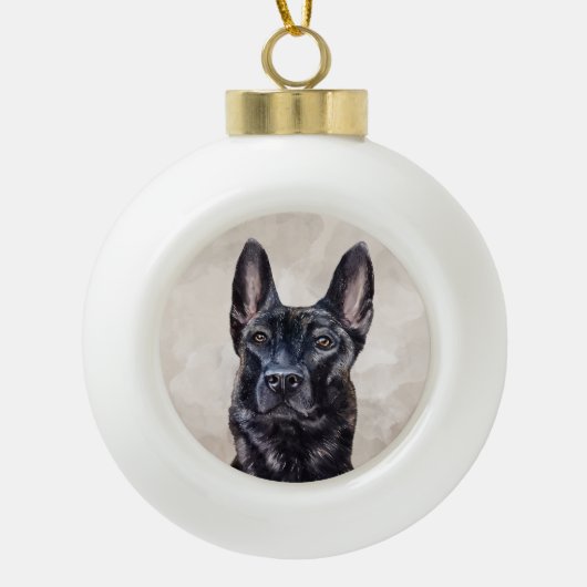 Dutch Shepherd - Nederlandse illustratie Keramische Bal Ornament (Voorkant)