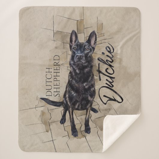 Dutch Shepherd - Nederlandse illustratie Sherpa Deken (Voorkant)
