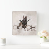 Dutch Shepherd - Nederlandse illustratie Vierkante Klok (Huis)
