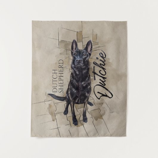 Dutch Shepherd - Nederlandse illustratie Wandkleed (Voorkant)