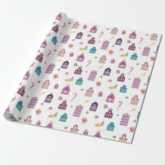 Dutch St. Nicholas Day Sinterklaas Holiday, Houses Cadeaupapier