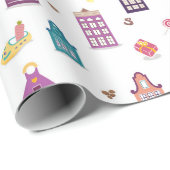 Dutch St. Nicholas Day Sinterklaas Holiday, Houses Cadeaupapier (Rol Hoek)