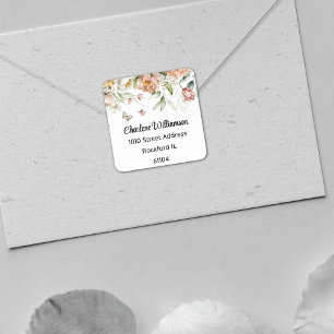 Dutch Still Life Floral Waterverf Drop Address Vierkante Sticker