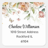 Dutch Still Life Floral Waterverf Drop Address Vierkante Sticker (Voorkant)