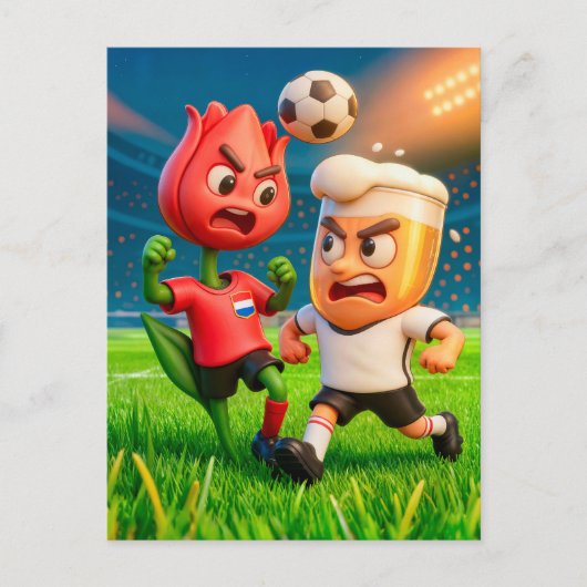 Dutch tulip versus German beer glass soccer duel Briefkaart (Voorkant)