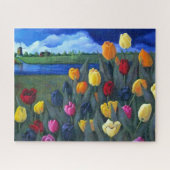 Dutch Tulips Painting and Windmill, Netherlands  Legpuzzel (Horizontaal)