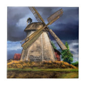 Dutch Windmill Ceramic Tile Painting Tegeltje (Voorkant)