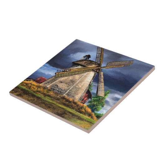 Dutch Windmill Ceramic Tile Painting Tegeltje (Zijkant)