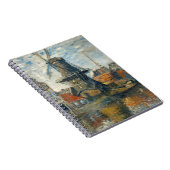 Dutch Windmill Harbor Impressionist Notitieboek (Rechterzijde)