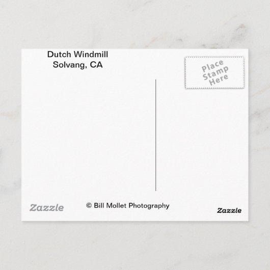 Dutch Windmill, Solvang CA Briefkaart (Achterkant)