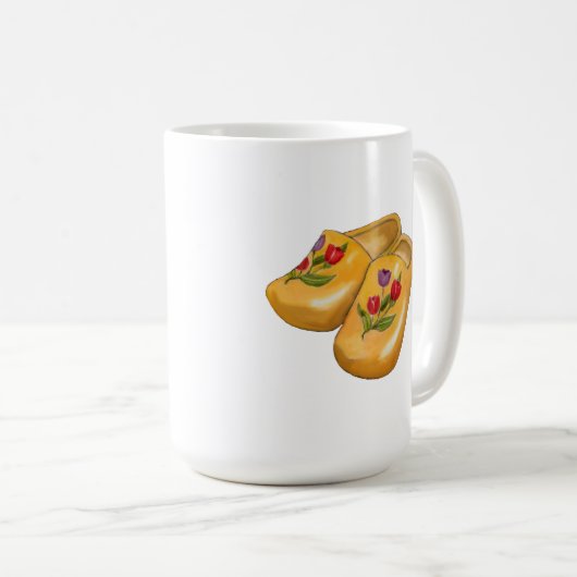 Dutch Wooden Shoes with Tulips, Klompen, Holland Koffiemok (Voorkant rechts)