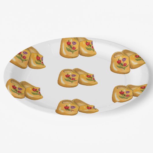 Dutch Wooden Shoes with Tulips, Klompen, Holland Papieren Bordje (Gekanteld)