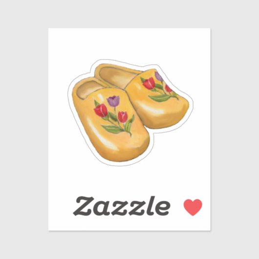Dutch Wooden Shoes with Tulips, Klompen, Holland Sticker (Vel)