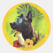 Dutchie Tropische Zomervibes Ronde Sticker (Voorkant)