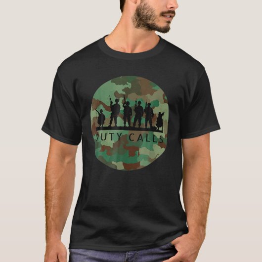 Duty Calls Cool Camouflage Soldier Figurine T-shirt (Voorkant)