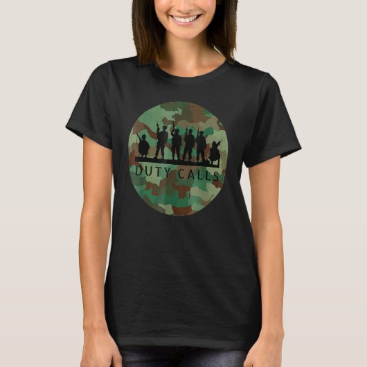 Duty Calls Cool Camouflage Soldier Figurine T-shirt (Voorkant)