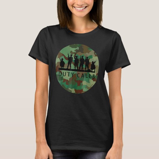 Duty Calls Cool Camouflage Soldier Figurines T-shirt (Voorkant)