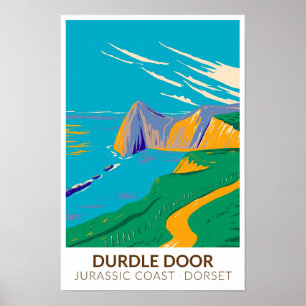 Duur deur op het Man van de oorlogsbaai in Dorset Poster