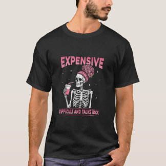Duur en moeilijk praat skeletonkoffie terug t-shirt